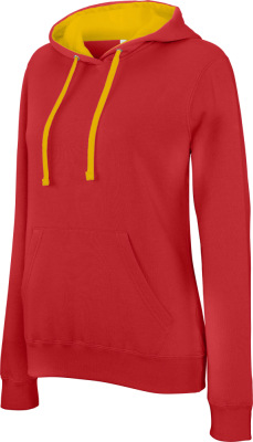 Kariban - Damen Kontrast Kapuzen Sweater (red/yellow)
