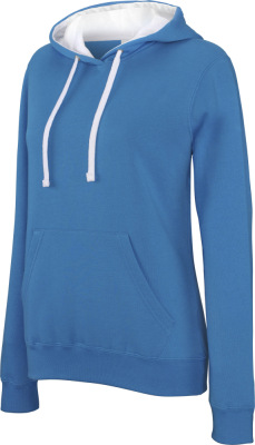Kariban - Damen Kontrast Kapuzen Sweater (tropical blue/white)