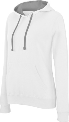 Kariban - Damen Kontrast Kapuzen Sweater (white/fine grey)