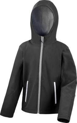 Result - Kids' 3-Layer Hooded Softshell Jacket (black/grey)