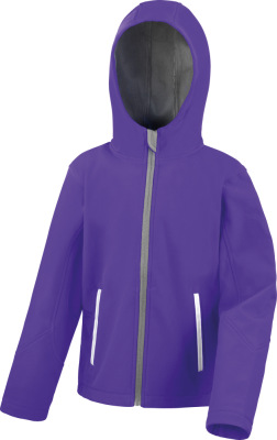 Result - Kinder 3-Lagen Kapuzen Softshell Jacke (purple/grey)