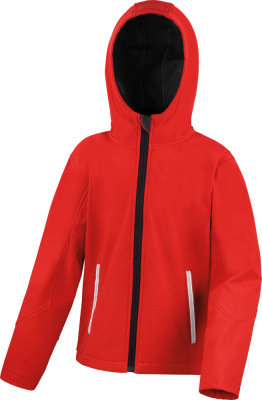 Result - Kinder 3-Lagen Kapuzen Softshell Jacke (red/black)