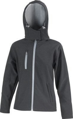 Result - Damen 3-Lagen Softshell Kapuzen Jacke (black/grey)