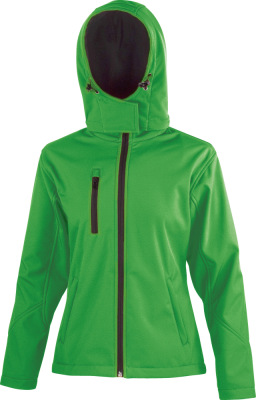 Result - Damen 3-Lagen Softshell Kapuzen Jacke (vivid green/black)