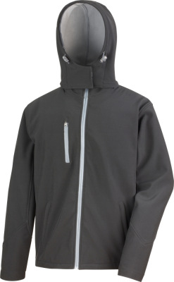 Result - Men's Softshell 3-Layer Hooded Jacket (black/grey)