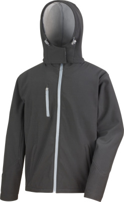 Result - Herren 3-Lagen Softshell Kapuzen Jacke (black/grey)