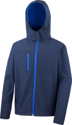 Result - Men's Softshell 3-Layer Hooded Jacket (navy/royal)
