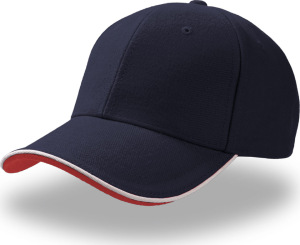 Atlantis - Heavy Brushed 6 Panel Cotton-Twill Sandwich Cap Pilot Piping Sandwich (navy/white)