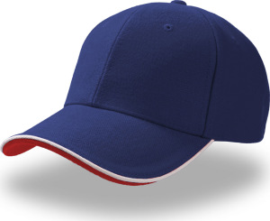 Atlantis - Heavy Brushed 6 Panel Cotton-Twill Sandwich Cap Pilot Piping Sandwich (royal/white)