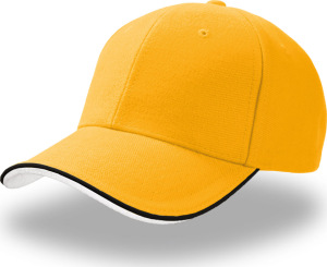 Atlantis - Heavy Brushed 6 Panel Cotton-Twill Sandwich Cap Pilot Piping Sandwich (yellow/navy)