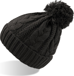 Atlantis - Raw Knitted Beanie with Pompon Vogue (black)