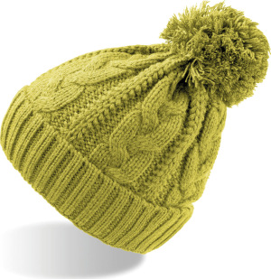 Atlantis - Raw Knitted Beanie with Pompon Vogue (green)