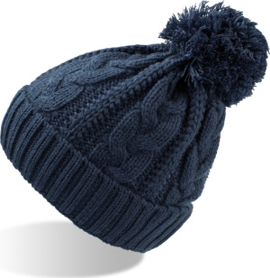 Atlantis - Raw Knitted Beanie with Pompon Vogue (navy)