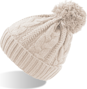 Atlantis - Raw Knitted Beanie with Pompon Vogue (stone)