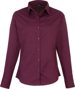 Premier - Popeline Bluse langarm (aubergine)