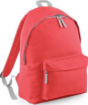 BagBase - Original Fashion Backpack (Coral/Light Grey)