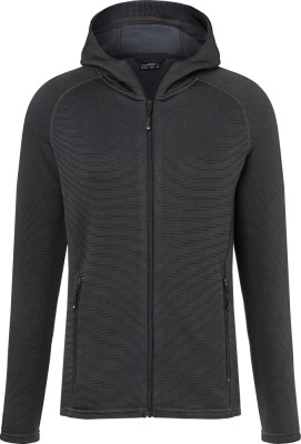 James & Nicholson - Men's Hooded Stretch Fleecejacket (black/carbon)