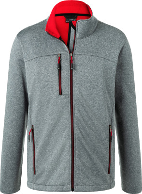 James & Nicholson - Herren Melange Softshelljacke (dark melange/red)