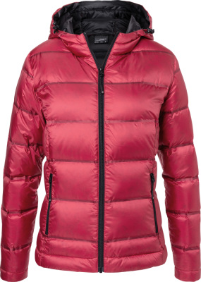 James & Nicholson - Ladies' Hooded Down Jacket (red/black)