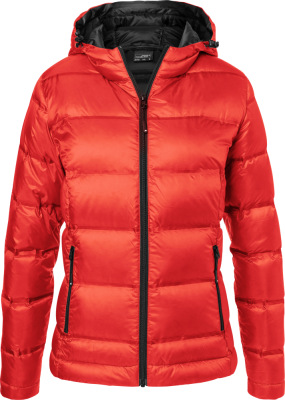 James & Nicholson - Damen Kapuzen Daunenjacke (flame/black)