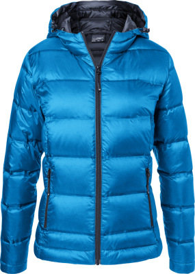 James & Nicholson - Ladies' Hooded Down Jacket (blue/navy)