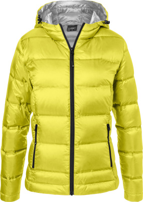 James & Nicholson - Ladies' Hooded Down Jacket (yellow/silver)