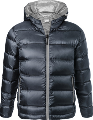 James & Nicholson - Men's Hooded Down Jacket (navy/silver)