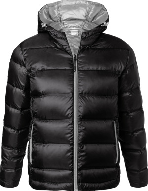 James & Nicholson - Men's Hooded Down Jacket (black/silver)