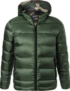 James & Nicholson - Herren Kapuzen Daunenjacke (olive/camouflage)