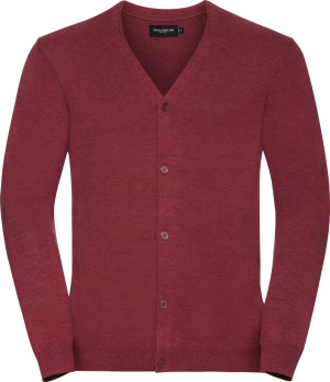 Russell - Men's V-Neck Knitted Cardigan (cranberry marl)
