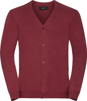 Russell - Herren V-Neck Strickjacke (cranberry marl)