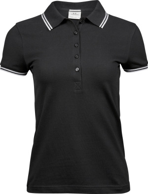 Tee Jays - Ladies' Heavy Stretch Piqué Polo (black/white)