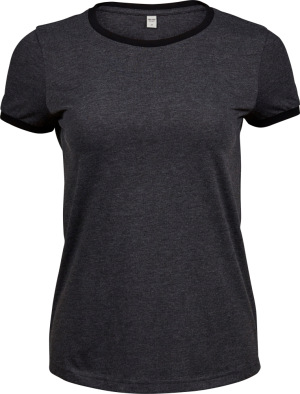 Tee Jays - Damen Ringer T-Shirt (black melange/black)