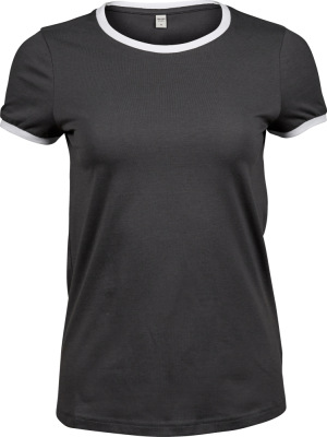 Tee Jays - Ladies' Ringer T-Shirt (dark grey/white)