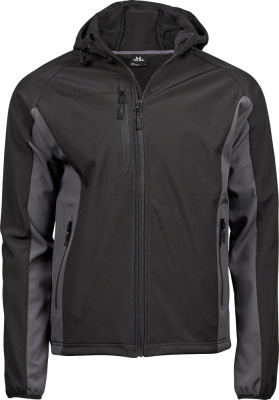 Tee Jays - Herren Kapuzen 3-Lagen Softshell Jacke (black/ ​dark grey)