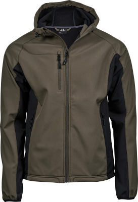 Tee Jays - Herren Kapuzen 3-Lagen Softshell Jacke (olive/black)