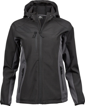 Tee Jays - Damen Kapuzen 3-Lagen Softshell Jacke (black/dark grey)