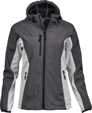 Tee Jays - Ladies' 3-Layer Hooded Softshell Jacket (dark grey/off white)