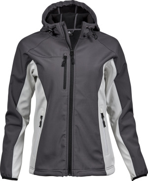 Tee Jays - Damen Kapuzen 3-Lagen Softshell Jacke (dark grey/off white)