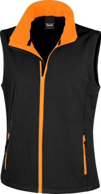 Result - Damen "Printable" 2-Lagen Softshell Gilet (black/orange)