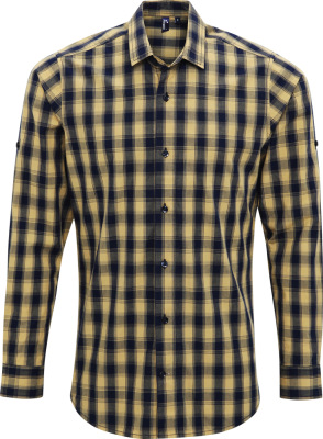 Premier - Popline Shirt "Mulligan" longsleeve (camel/navy)