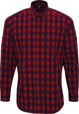Premier - Popline Shirt "Mulligan" longsleeve (red/navy)