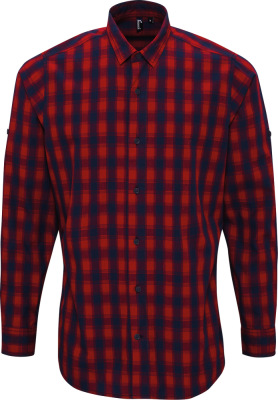 Premier - Popelin Hemd "Mulligan" langarm (red/navy)