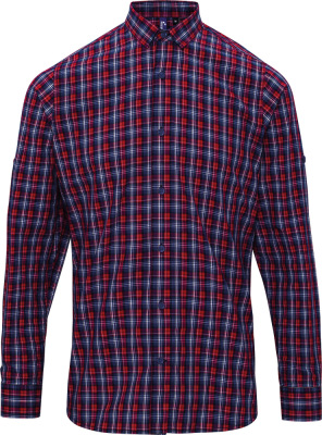 Premier - Popline Shirt "Sidehill" longsleeve (navy/red)