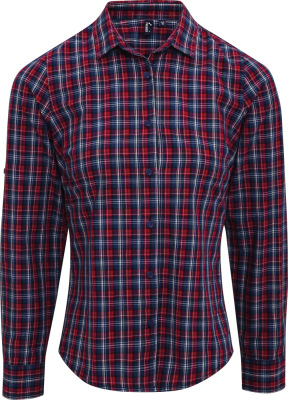 Premier - Popeline Bluse "Sidehill" langarm (navy/red)