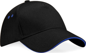 Beechfield - Ultimate 5 Panel Cap - Sandwich Peak (Black/Bright Royal)