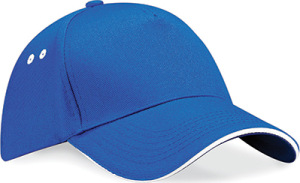 Beechfield - Ultimate 5 Panel Cap - Sandwich Peak (Bright Royal/White)