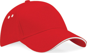 Beechfield - Ultimate 5 Panel Cap - Sandwich Peak (Classic Red/White)