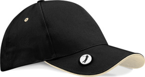 Beechfield - Pro-Style Ball Mark Golf Cap (Black/Putty)