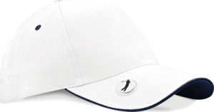 Beechfield - Pro-Style Ball Mark Golf Cap (White/French Navy)